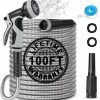 Cycodo | Cycodo Garden Hose 100Ft,Metal Stainless Steel Heavy Duty Water Hose With 2 Nozzle,Flexible,No-Kink,Water Pipe For Yard,Outdoor,Rv