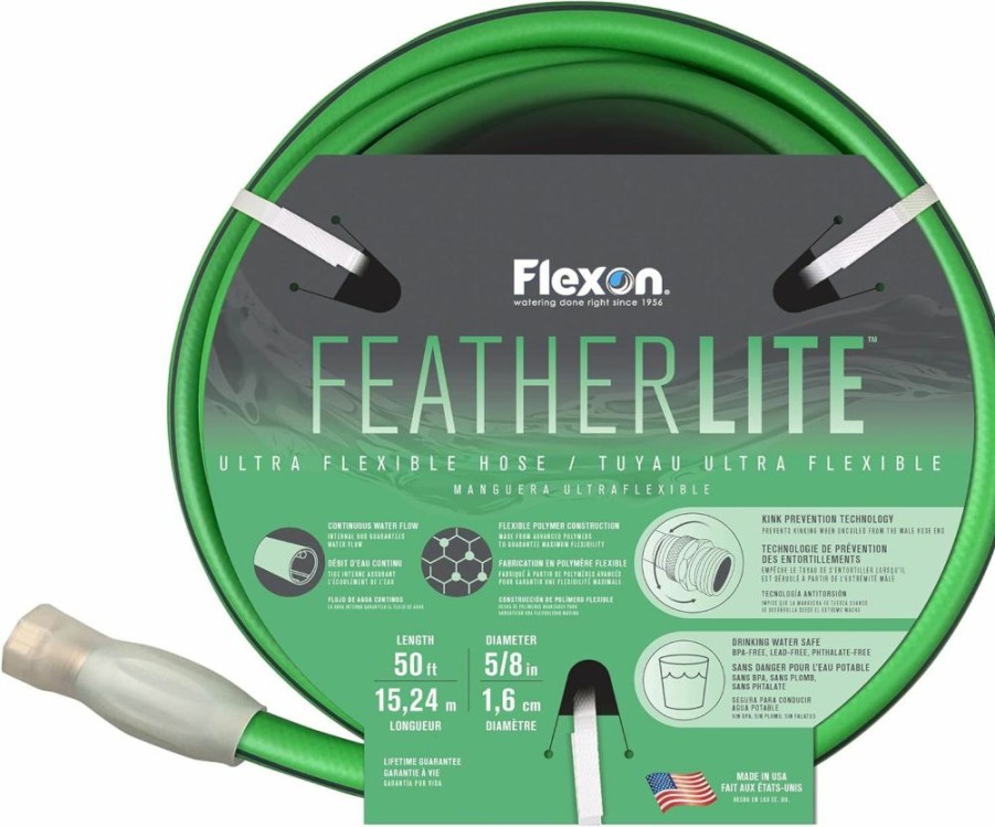 Flexon | Flexon Featherlite 5/8 X 50 Flexible Garden Hose, 50 Ft, Green