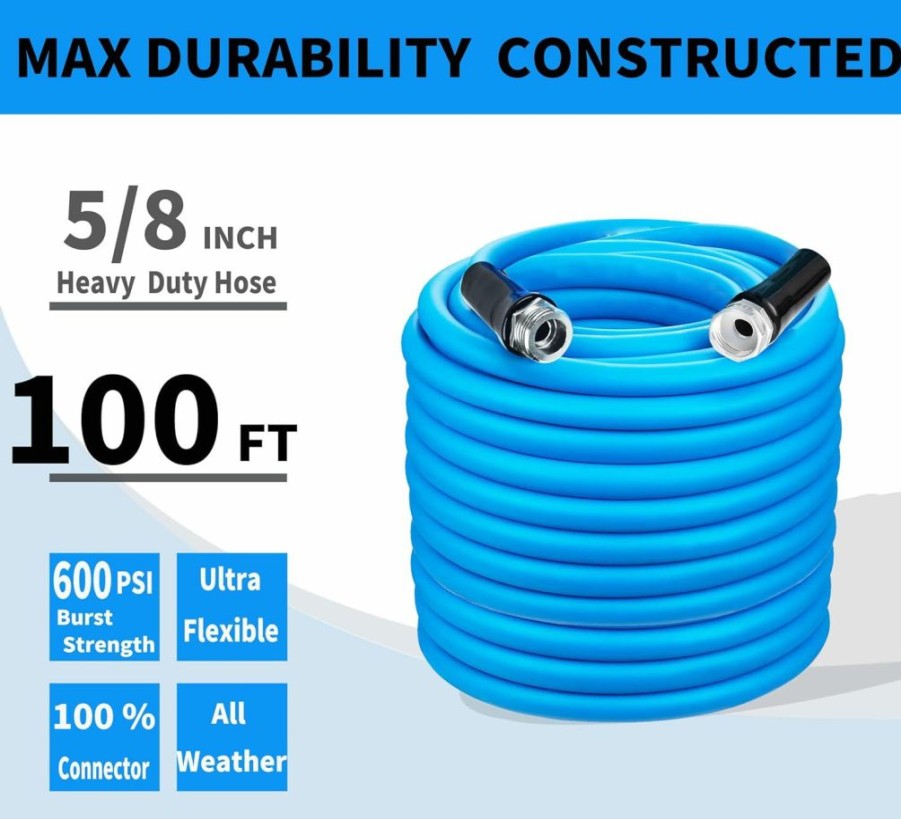 BEOFCL | Garden Hose Water Hose With Swivel Grip, Heavy Duty, Lightweight, Flexible Hose For Plants, Car, Yard, 3/4 Inch Solid Fittings, Burst 600 Psi No Leaking Garden Hose (25Ft)