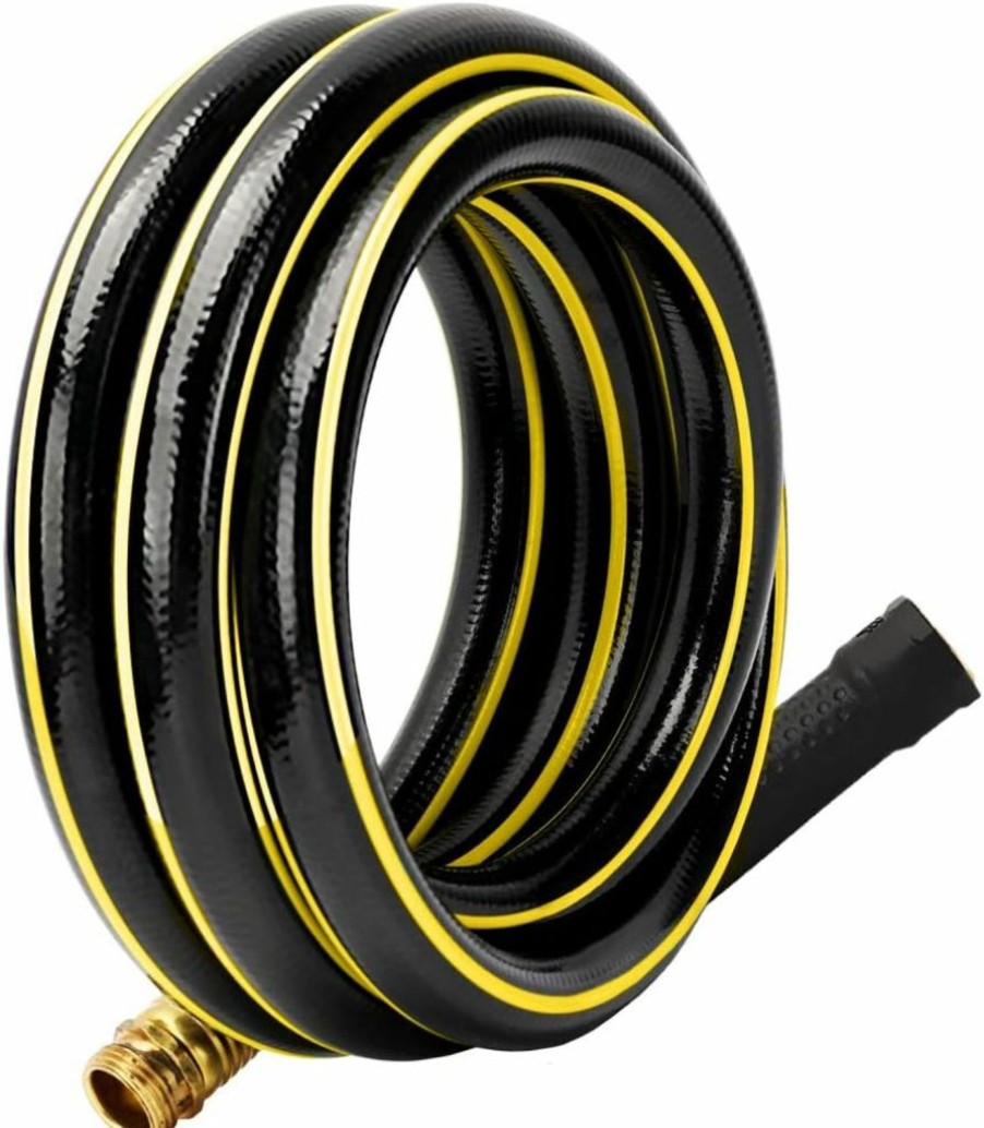 Solution4Patio Expert in Garden Creation | Solution4Patio 3/4 In. X 10 Ft. Short Garden Hose, No Leaking, Black Lead-In Hose Male/Female Solid Brass Fittings For Water Softener, Dehumidifier, Vehicle Water Filter, 12 Years Warranty