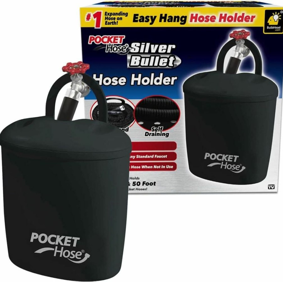 Pocket Hose | Pocket Hose Holder As Seen On Tv, Protects & Stores Your Pocket Garden Hose, Hangs Over Any Faucet, Outside Storage With Self-Draining Holes, Installs In Seconds, Fits