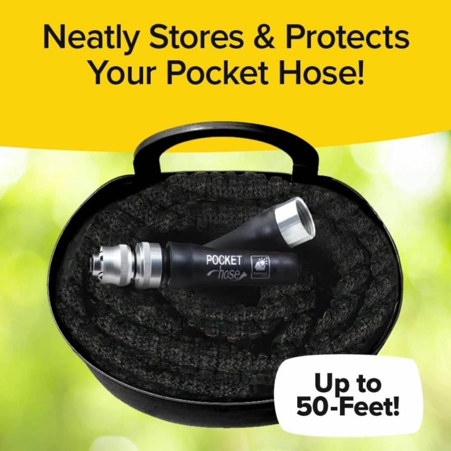 Pocket Hose | Pocket Hose Holder As Seen On Tv, Protects & Stores Your Pocket Garden Hose, Hangs Over Any Faucet, Outside Storage With Self-Draining Holes, Installs In Seconds, Fits