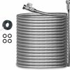 Morvat | Morvat Heavy Duty 150 Foot Stainless Steel Garden Hose With All Brass Shut-Off Valve, Kink And Tangle Free, Crush And Puncture Resistant, Includes Roll Of Teflon Tape And Extra Washers