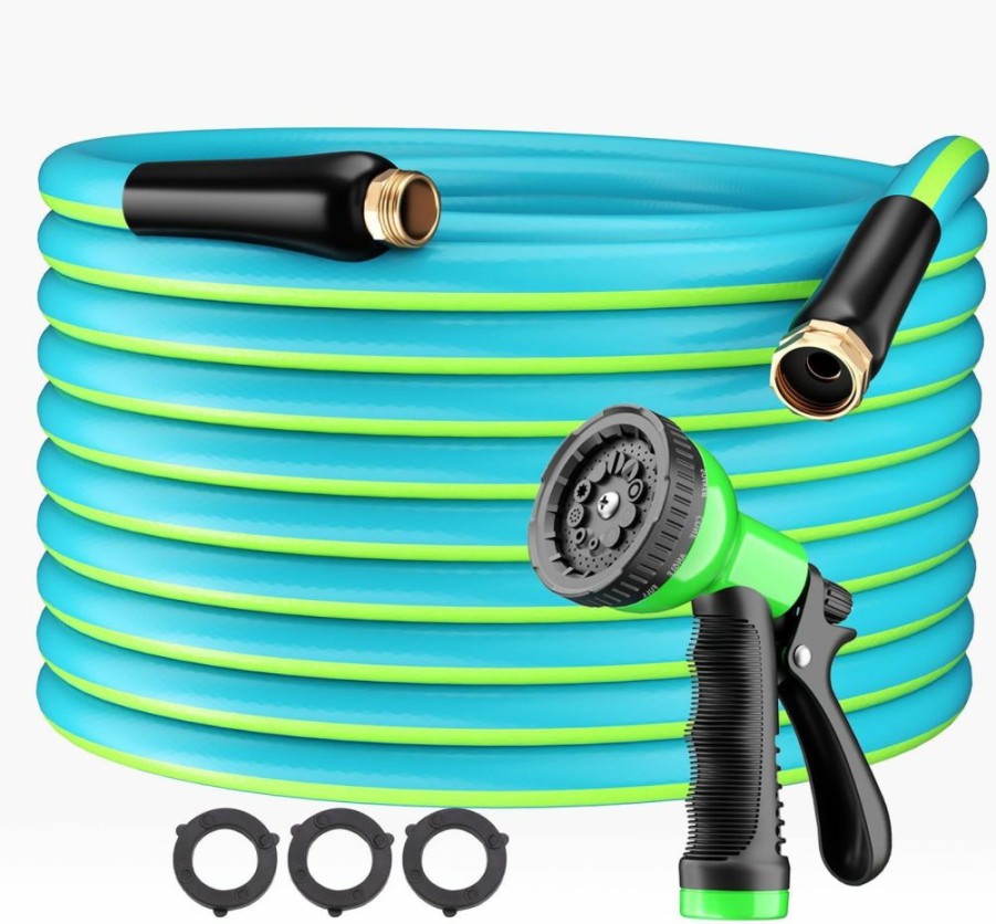 Besiter | Besiter Garden Hose Pvc Water Hose 50Ft With 10 Function Sprayer Nozzle Lightweight And Kink-Free Garden Hose With Brass Fittings For Outdoor, Patio