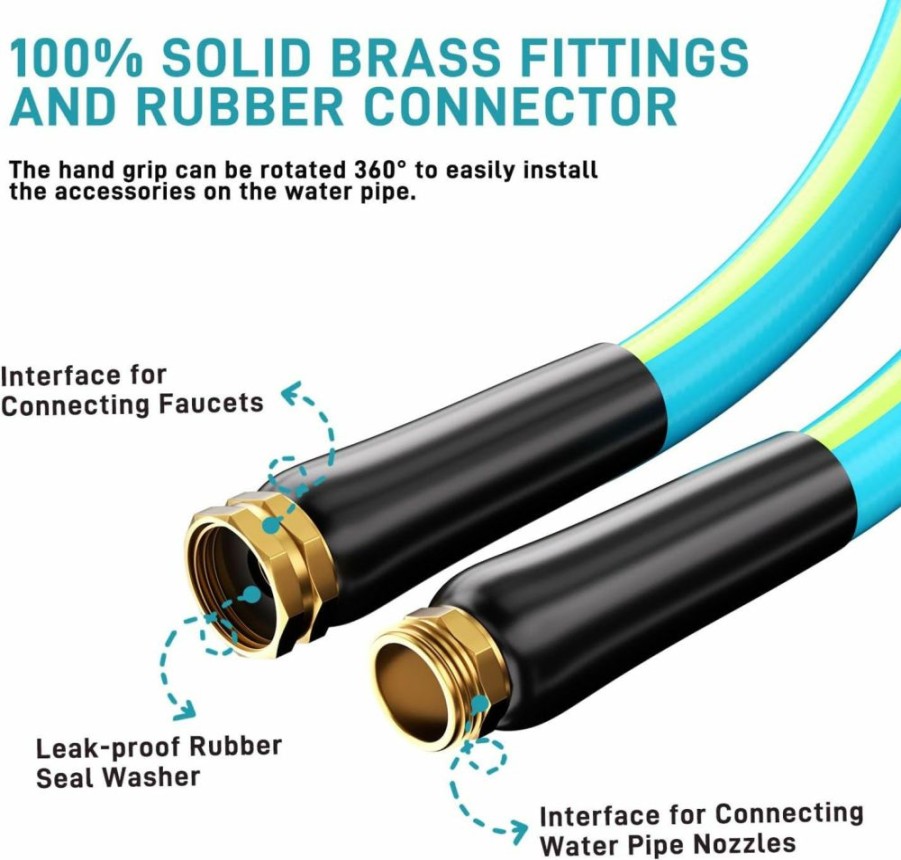 Besiter | Besiter Garden Hose Pvc Water Hose 50Ft With 10 Function Sprayer Nozzle Lightweight And Kink-Free Garden Hose With Brass Fittings For Outdoor, Patio