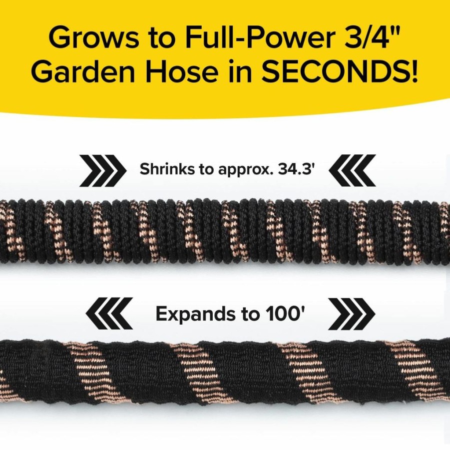 Pocket Hose | 2024 Pocket Hose Copper Bullet With Thumb Spray Nozzle As-Seen-On-Tv Expands To 100 Ft, 650Psi 3/4 In Solid Copper Anodized Aluminum Fittings Lead-Free Lightweight No-Kink Garden Hose