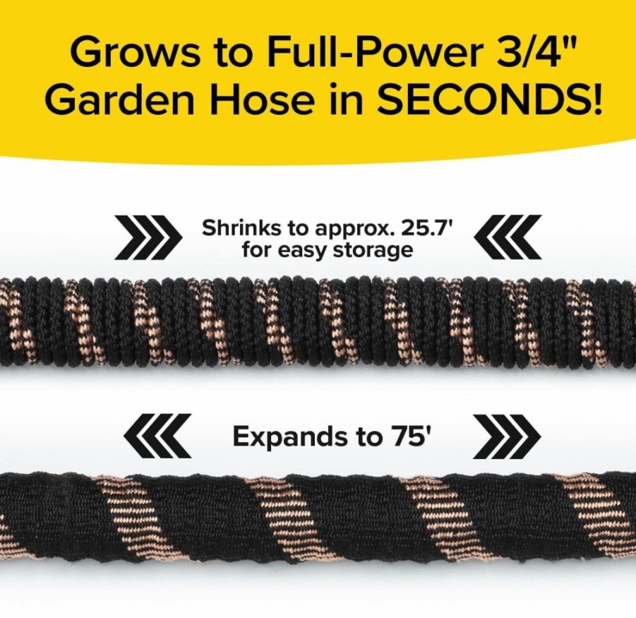 Pocket Hose | 2024 Pocket Hose Copper Bullet With Thumb Spray Nozzle As-Seen-On-Tv Expands To 75 Ft, 650Psi 3/4 In Solid Copper Anodized Aluminum Fittings Lead-Free Lightweight No-Kink Garden Hose