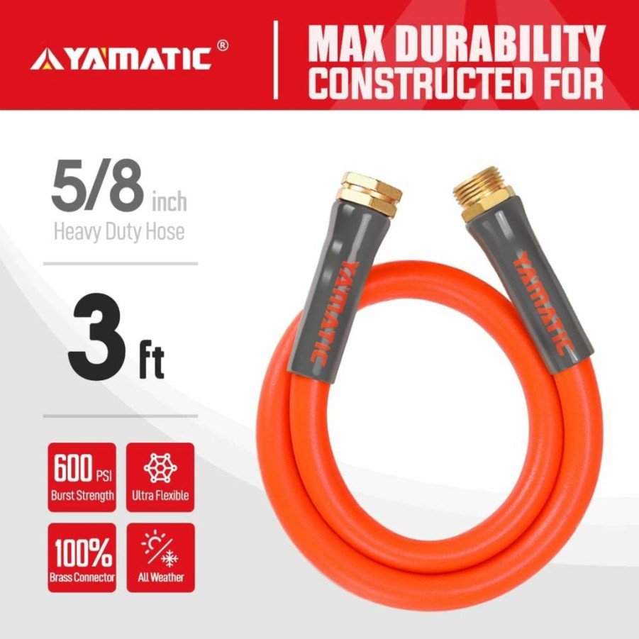 YAMATIC | Yamatic Heavy Duty Garden Hose 5/8 In X 30 Ft, Super Flexible Water Hose, All-Weather, Lightweight, Burst 600 Psi