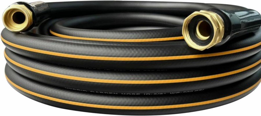 DayisTools | Dayistools Hybrid Garden Hose 10 Ft, Strong Flexible Water Hose 5/8 In X 10Ft, Lightweight, Super Durable, All-Weather, Work Pressure 200 Psi, 3/4 In Ght Solid Brass Fittings, Black Orange