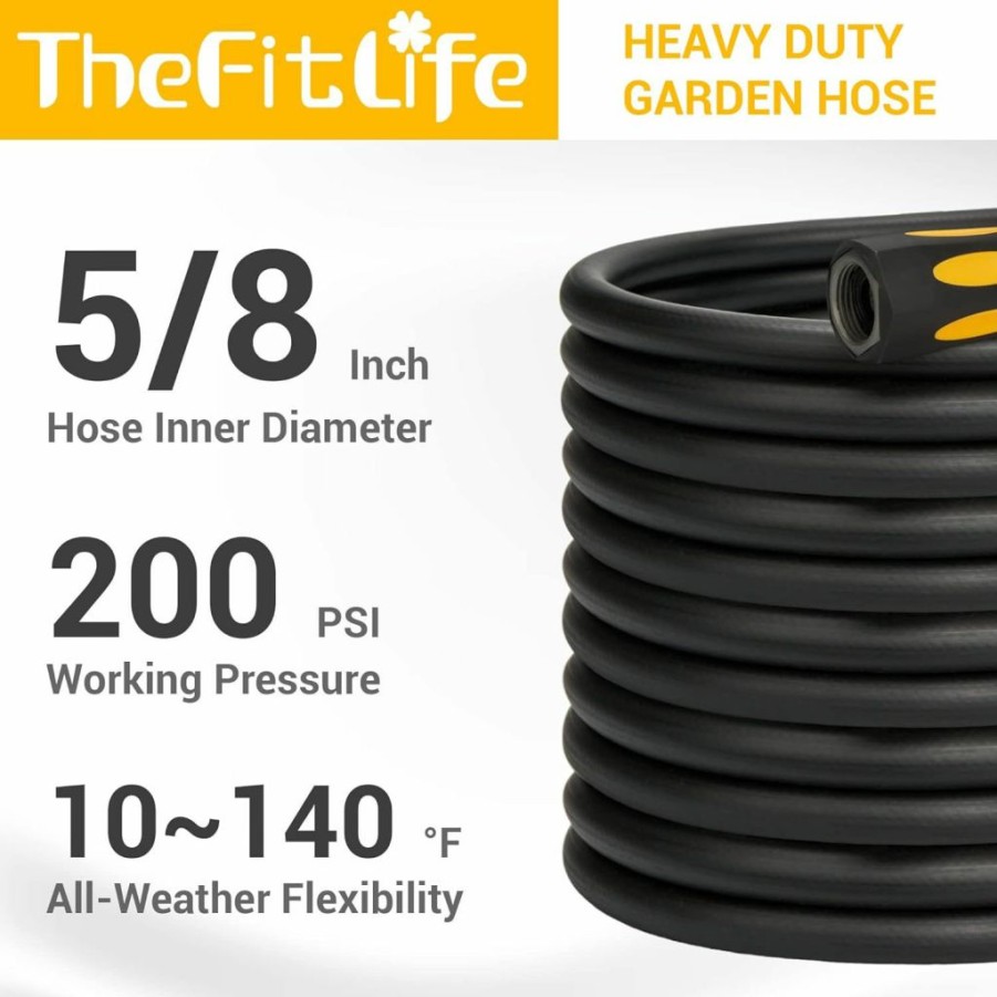 TheFitLife | Thefitlife Flexible Garden Hose 25Ft - Heavy Duty Kink Resistant Water Hose With Soft Grip Handle And 8 Function Nozzle, Durable, Strength And Leak Proof Hose For Gardening, Outdoor, Yard