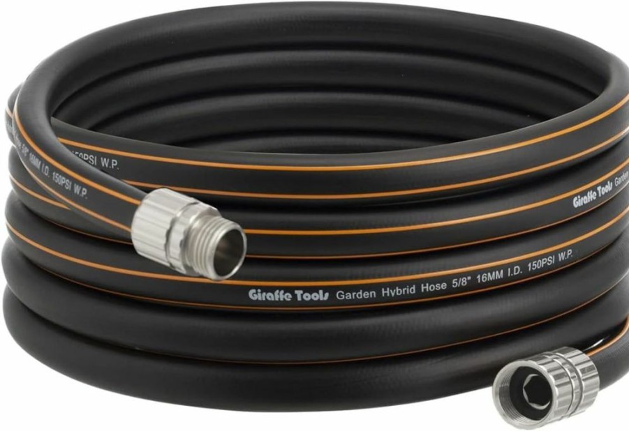 Giraffe Tools | Giraffe Tools Leader Hose 10 Ft, 5/8\" Rubber Water Hose With Custom Length, Heavy Duty, No Kink, Flexible Garden Hose With Male To Female Fittings For Garden & Yard