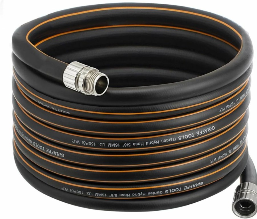 Giraffe Tools | Giraffe Tools Leader Hose 10 Ft, 5/8\" Rubber Water Hose With Custom Length, Heavy Duty, No Kink, Flexible Garden Hose With Male To Female Fittings For Garden & Yard