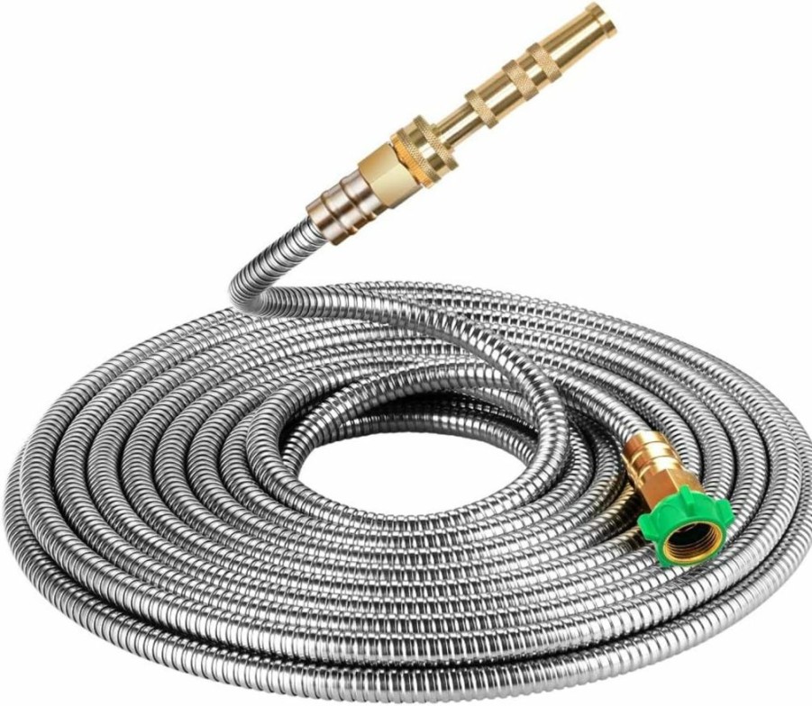 Beaulife | Beaulife 304 Stainless Steel Metal Garden Hose Connector 10 Feet Short Garden Water Hose Extension Extender, Drinking Water Hose Lead And Bpa Free