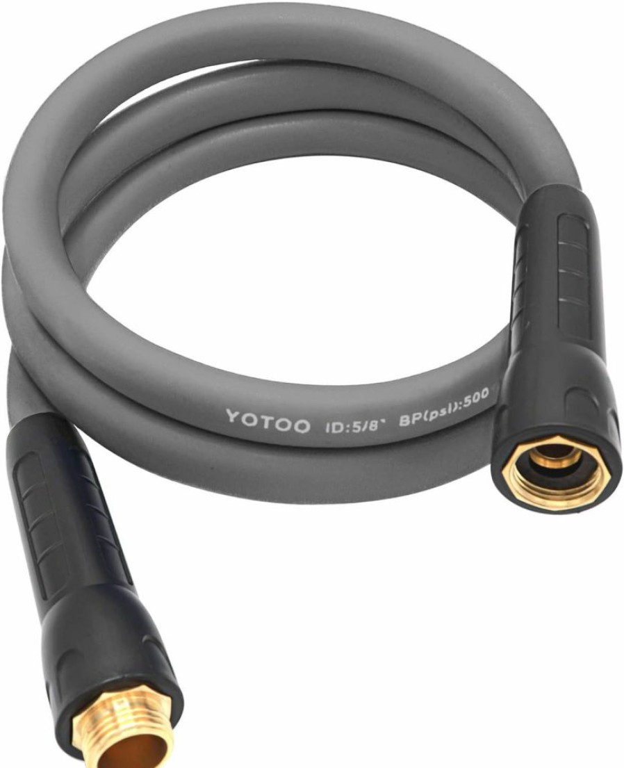 YOTOO | Yotoo Heavy Duty Hybrid Garden Water Hose 5/8-Inch By 50-Feet 150 Psi Kink Resistant, Flexible With Swivel Grip Handle And 3/4\" Ght Solid Brass Fittings, Gray