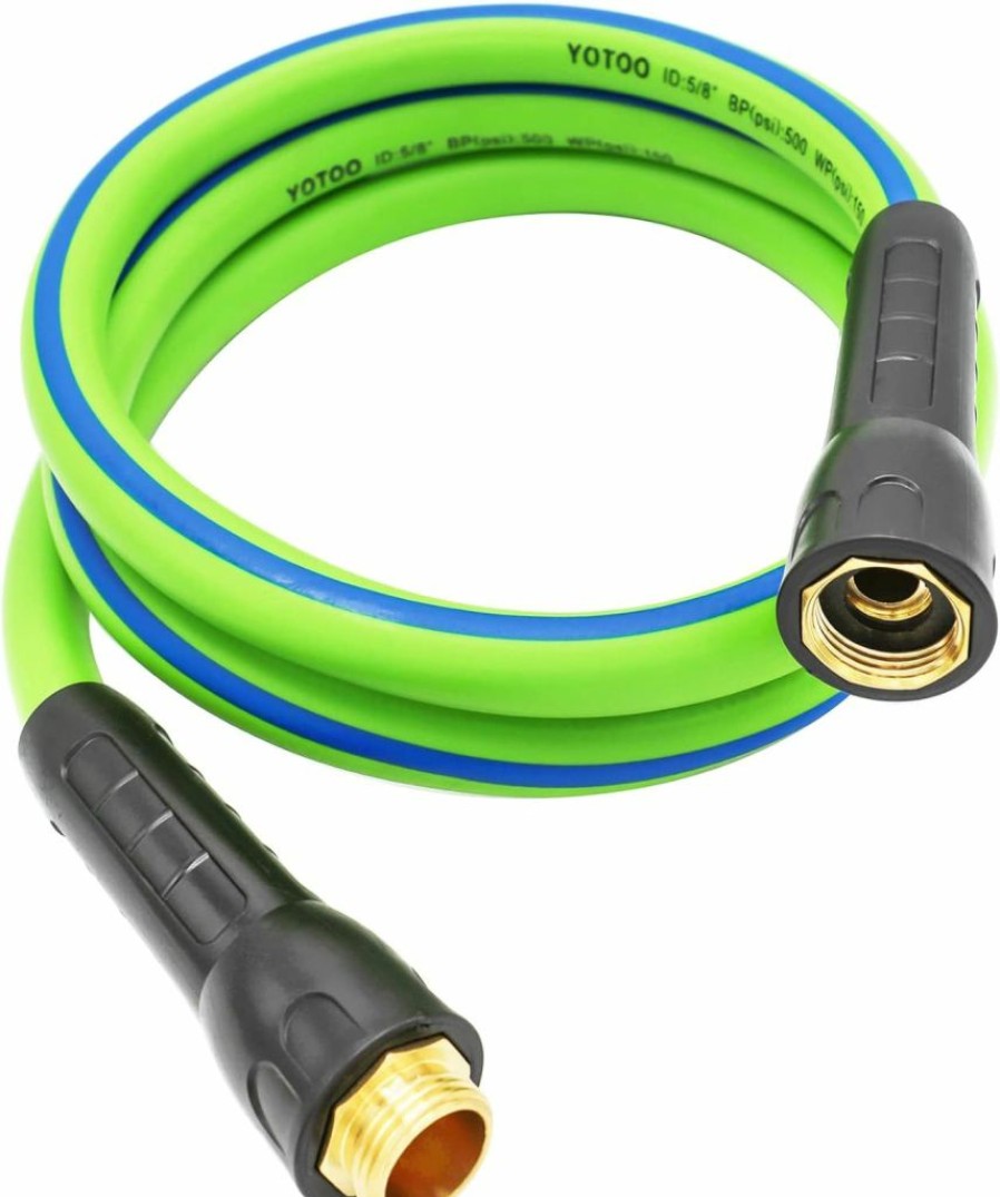 YOTOO | Yotoo Heavy Duty Hybrid Garden Water Hose 5/8-Inch By 50-Feet 150 Psi Kink Resistant, Flexible With Swivel Grip Handle And 3/4\" Ght Solid Brass Fittings, Green+Blue