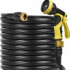 Generic | Expandable Garden Hose 25Ft Flexible Water Hose With 10 Function Nozzle, Retractable Garden Water Hose 25Ft For Watering And Washing, 3/4\" Solid Brass Fitting (Black)