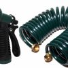 FUNJEE | Funjee Lightweight Eva Coil Hose Recoil Garden Water Hose With 8-Pattern Spray Nozzle, 3/4\" Ght Brass Fittings, Corrosion Resistant, Retractable Garden Hose, Boat Hose (25Ft, Green)