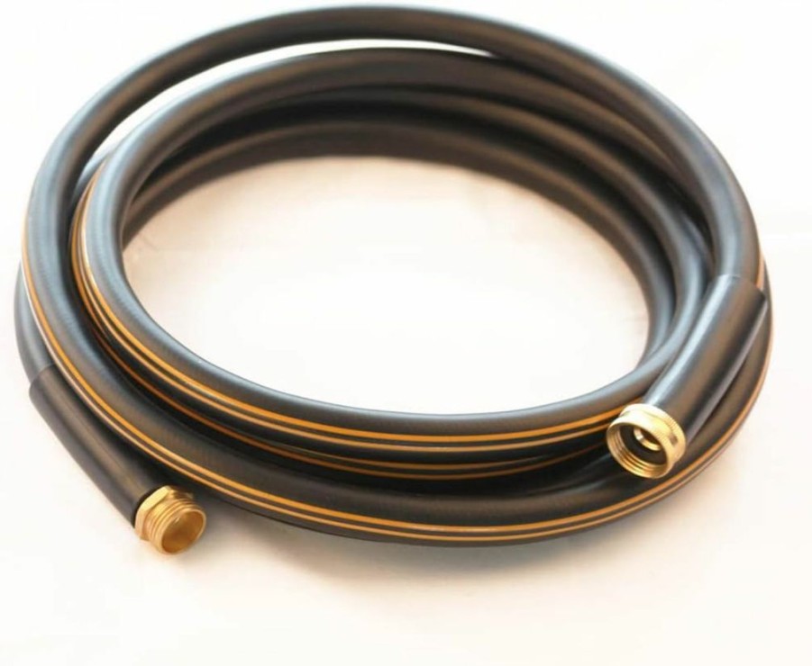 Atlantic | Atlantic Heavy Duty Garden Hose 5/8 Inch X 10 Foot Black Color Short Connection Leader Hose With Solid Brass Connectors (10 Ft)