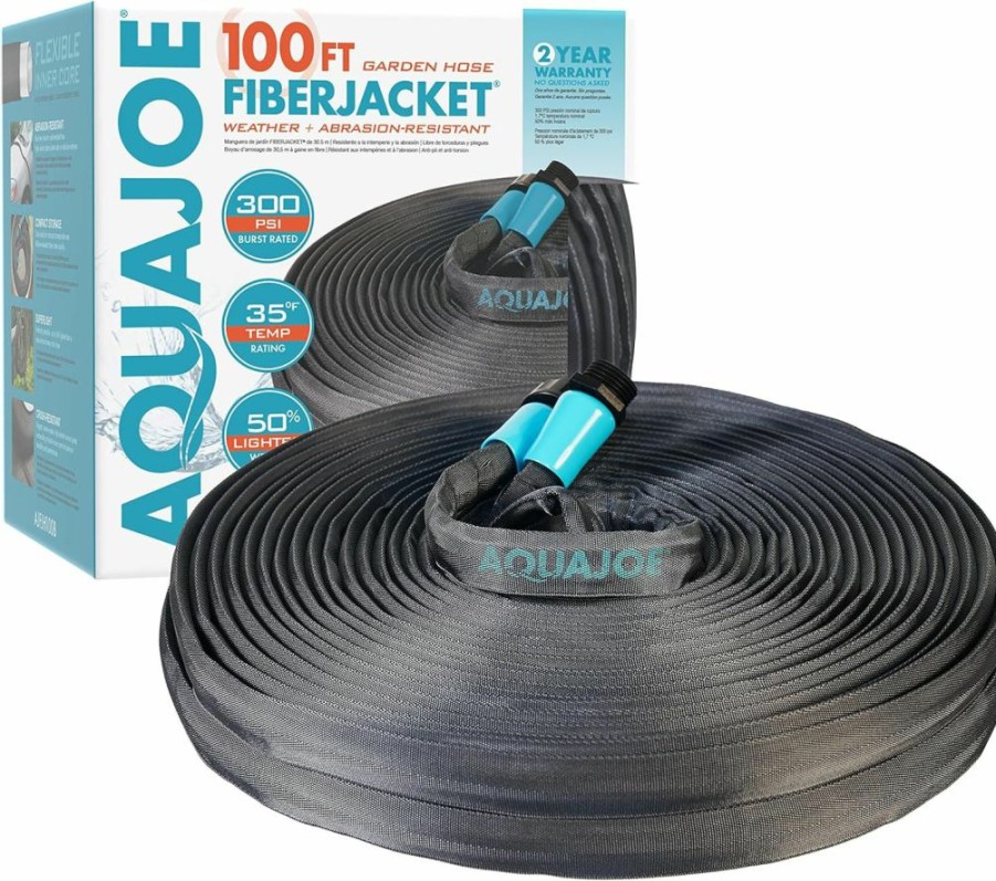 Aqua Joe | Aqua Joe Ajfjh25B 25-Foot 1/2-Inch Ultra-Flexible Kink-Free Fiberjacket Garden Hose, 300 Psi Burst Rated