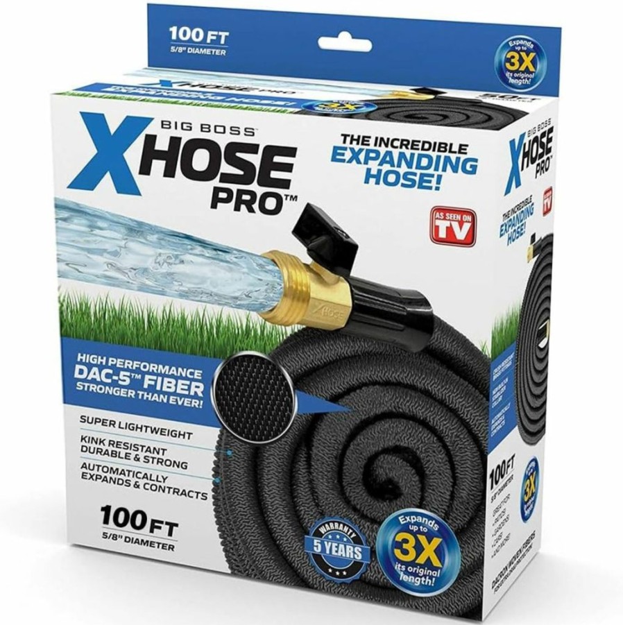 Big Boss | Xhose Pro Garden Hose, 75 Foot Expandable Garden Hoses, Tough & Flexible Water Hose, Lightweight, Solid Brass Fittings, Kink Free, Easy To Use & Store