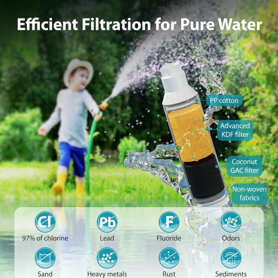 AQUA CREST | Aquacrest Garden Hose Water Filter For Plants, Greatly Reduces Chlorine, Odor, Improve Plants Health, Ideal For Organic Gardening, Farming And Pets, Pack Of 2