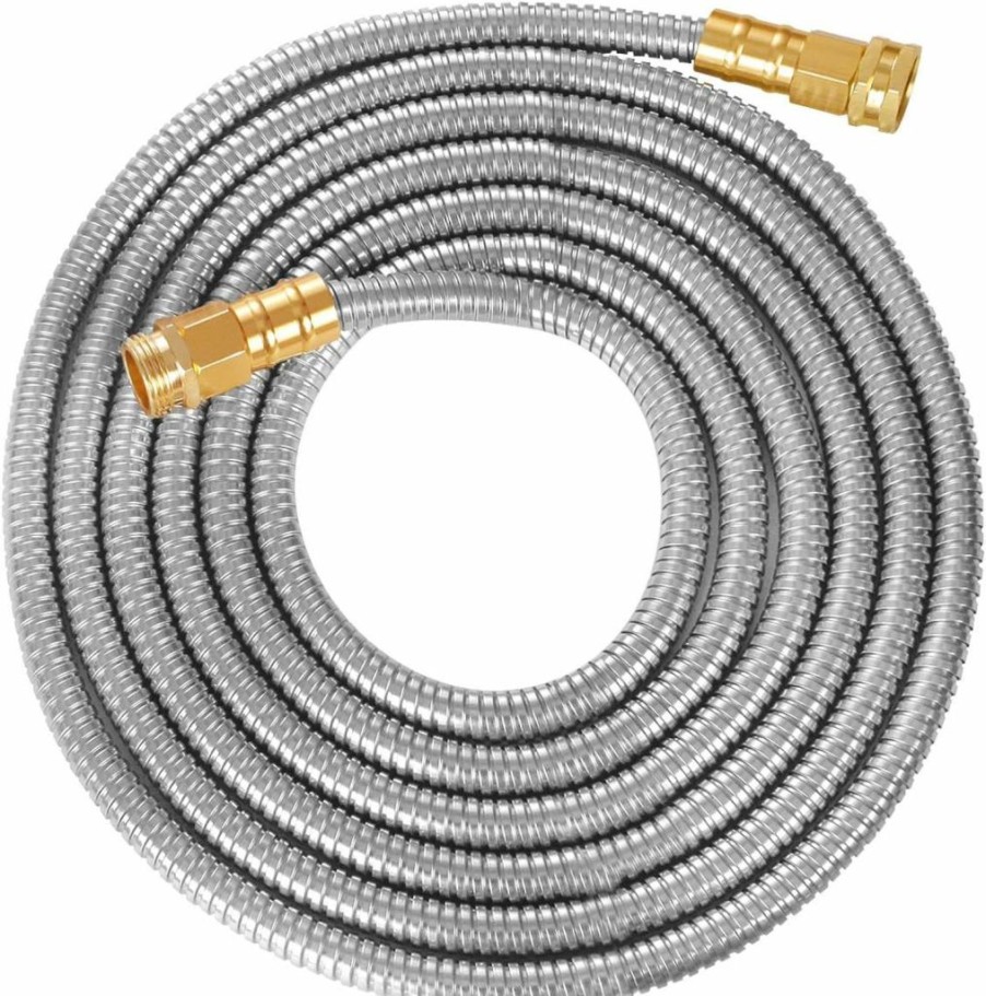 TOUCH-RICH | Touch-Rich 15Ft 304 Stainless Steel Metal Garden Hose - Heavy Duty Water Hose, Outdoor Yard, Lightweight - Guaranteed Flexible & Never Kink