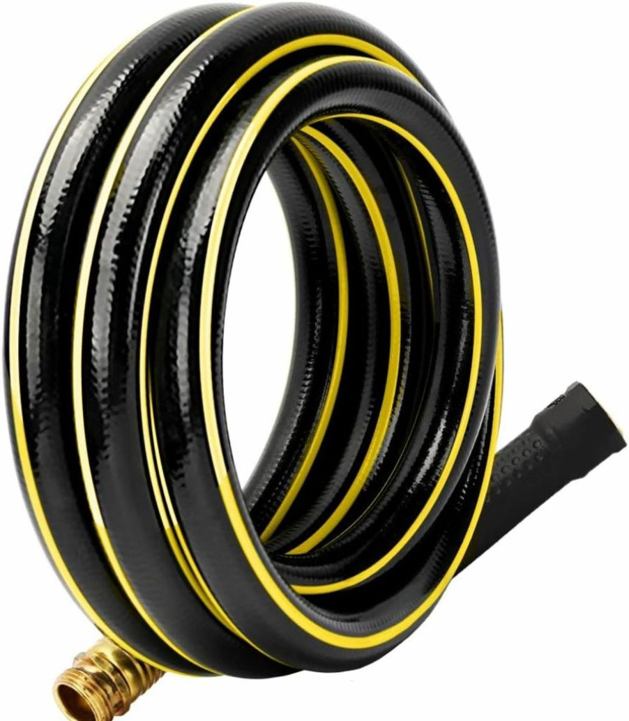 Solution4Patio Expert in Garden Creation | Solution4Patio 5/8 In. X 10 Ft. Short Garden Hose, No Leaking, Black Lead-In Hose Male/Female Solid Brass Fittings For Water Softener, Dehumidifier, Vehicle Water Filter, 12 Years Warranty