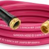 PAULINN | Paulinn Garden Hose 50 Ft X 5/8 In, Heavy Duty Water Hose For Rv Camper Boat Outdoor Lawn Yard, Drinking Water Safe, Flexible And Lightweight - Kink Free, All-Weather, Solid Brass Fittings, Rose Red