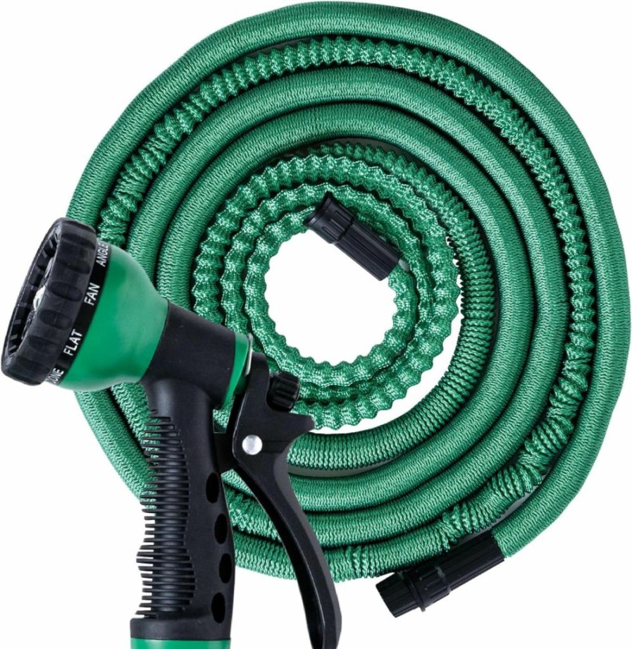 AquaFlex | Aquaflex (Us Patent) 50Ft Super Light Weight Expandable Garden Hose, Water Hose With 9 Function Nozzle, Lightweight & No-Kink Flexible Garden Hose, Yard Hose For Watering, Green