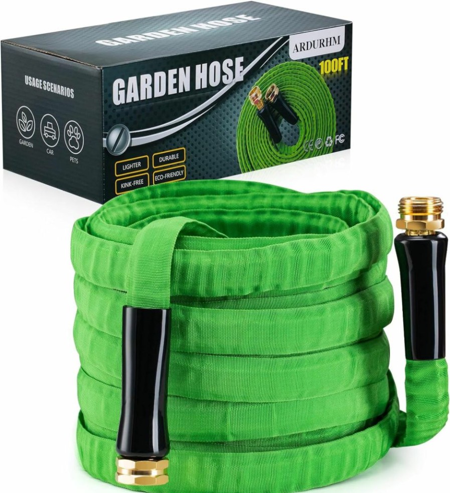 ardurhm | Ardurhm Garden Hose - And Durable, 100 Ft, 50 Ft, Kink-Free And , Ideal For Garden Car Wash, Watering (50-Feet By 5/8-Inch, Green)