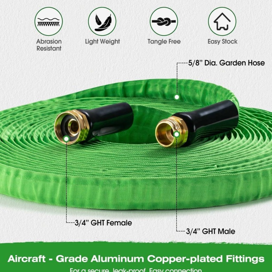 ardurhm | Ardurhm Garden Hose - And Durable, 100 Ft, 50 Ft, Kink-Free And , Ideal For Garden Car Wash, Watering (50-Feet By 5/8-Inch, Green)