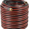 YAMATIC | Yamatic Garden Hose 25 Ft,Ultra Durable Water Hose, 5/8 Inch Regular Hose With Solid Brass Connector For All-Weather Outdoor, Car Wash, Lawn, Red