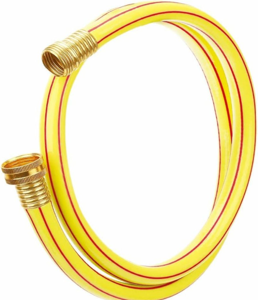 Solution4Patio Expert in Garden Creation | Solution4Patio 4 Ft. Short Garden Hose 5/8 Inch Yellow Lead-In Hose Male/Female Commercial Brass Coupling Fittings For Water Softener, Dehumidifier, Rv Filter And Camp Water Tank #G-H153A06