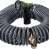 YESTAR | Yestar 50Ft Garden Coil Hose 3/4" Solid Brass Connector Flexible Water Hose With High Pressure 7-Pattern Spray Nozzle Lightweight Durable Easy To Storage Kink Free