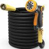 LazyPro | Flexible Garden Hose 50 Ft - Lightweight Strong Triple Fabric (Patent Pending) & Spray Nozzle & Holder Set - Heavy Duty Kink-Free Hoses - Your Outdoor Water Companion