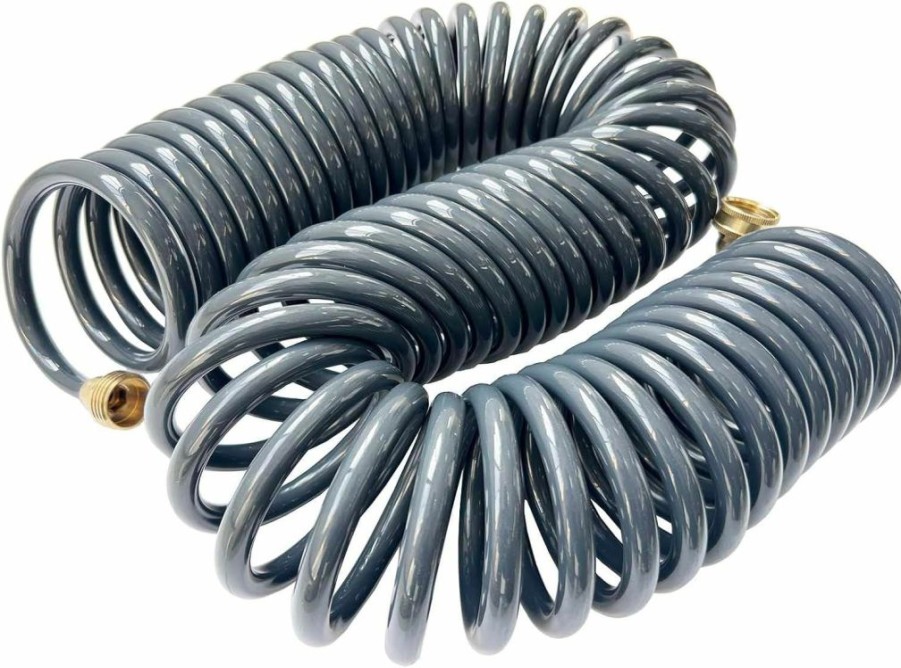 SANFU | Sanfu Pu Recoil Garden Water Hose 3/8\"Id(9.5 X 12.7Mm) X 15Ft Premium With 3/4\"Inch Brass Fittings Retractable, Outdoor Patio Hose Marine&Boat, Gray(15')