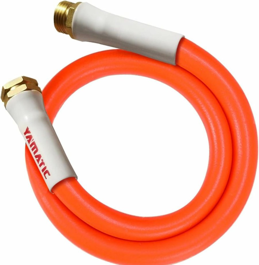 YAMATIC | Yamatic Garden Hose 10 Ft, 5/8\" Short Water Hose With Swivel Fitting, Flexible, Lightweight Garden Leader Hose With 3/4\" Brass Connect End, Male To Female Fittings, Burst 600 Psi,Orange