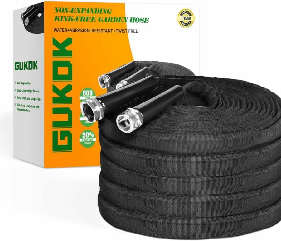 GUKOK | Gukok Non-Expanding Garden Hose, Lightweight, Ultra Flexible, Durable, Kink-Free Garden Hose, Rv, Marine And Camper Hose, 50-Feet X 5/8\"