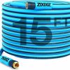 Zixixiz | Garden Hose 15 Ft,Solid Brass Connector 5/8 Inch Flexible Heavy Duty Hybrid Rubber Water Hose Kit With Hose Holder,All-Weather,Lightweight, Kink-Resistant