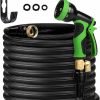 GAMSOD | Gamsod Expandable Garden Hose Up To 50Ft, Lightweight Gardening Flexible Hose Pipe, Solid Brass Fittings, 2.2X Expanding Flexible Latex Water Hose With Spray Nozzle -Black