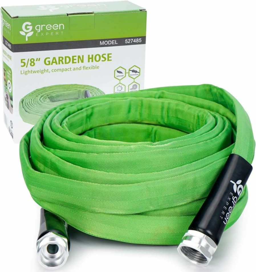 G green EXPERT | Green Expert Flat Garden Hose Portable Metal Adapters 3/4" Ght Easy To Install For Garden Irrigation Water Transport Discharge Pipe Backyard Watering Draining Kit Lightweight 25-Foot