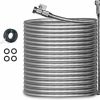 Morvat | Morvat Heavy Duty 100 Foot Stainless Steel Garden Hose With All Brass Shut-Off Valve, Kink And Tangle Free, Crush And Puncture Resistant, Includes Roll Of Teflon Tape And Extra Washers