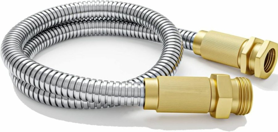 360 GADGET | 360 Gadget Garden Hose Metal - 50Ft Heavy Duty Stainless Steel Water Hose With 8 Function Sprayer & Metal Fittings, Flexible, Lightweight, No Kink, Puncture Proof Hose For Yard, Outdoors, Rv