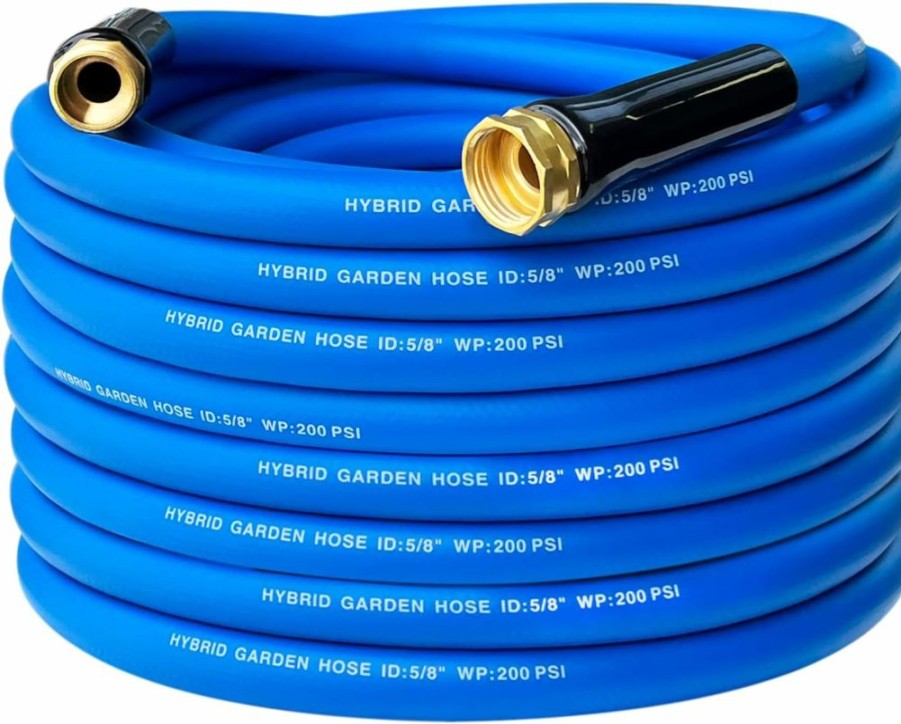 DayisTools | Dayistools Heavy Duty Hybrid Garden Hose 75Ft, Flexible Kink Resistant Water Hose 5/8 In X 75 Feet, Lightweight, Super Strong, All-Weather, Burst 600 Psi, 3/4 In Ght Solid Brass Fittings, Blue