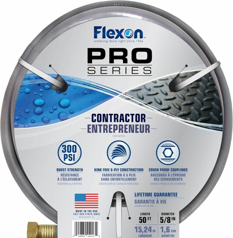 Flexon | Flexon Cg5860 Contractor Grade Garden Hose, 60Ft, Gray