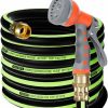 SYEENIFY | Syeenify Kink Free Garden Hose 10Ft 5/8\", Heavy Duty Hybrid Water Hose, Ultra Durable Flexible Rubber Hose With Sprayer Nozzle,Leakproof Yard Outdoor Hose With Brass Solid Connector