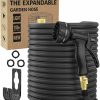 Tukeson | Garden Hose 100Ft,Expandable Flexible Garden Hose Leak-Proof With 40 Layers Of Innovative Nano Rubber,2024 Version/New Patented, Lightweight, Durable, 3/4\" Solid Brass Fittings (100Ft, Black)