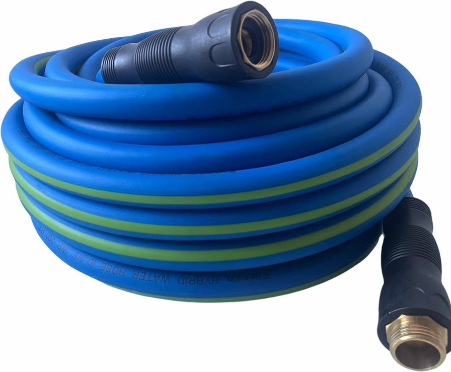 Furesn | Garden Hose 5/8 In X 15 Ft, Hybrid, No Kink, Heavy Duty, Lightweight, Flexible, Male Female Fittings, Swivel Grip Handle & 3/4\" Ght Solid Brass, 200 Psi (15Ft, Blue Green)