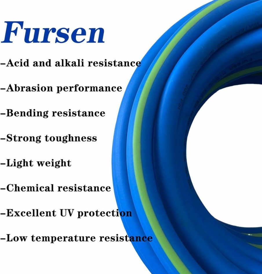 Furesn | Garden Hose 5/8 In X 15 Ft, Hybrid, No Kink, Heavy Duty, Lightweight, Flexible, Male Female Fittings, Swivel Grip Handle & 3/4\" Ght Solid Brass, 200 Psi (15Ft, Blue Green)