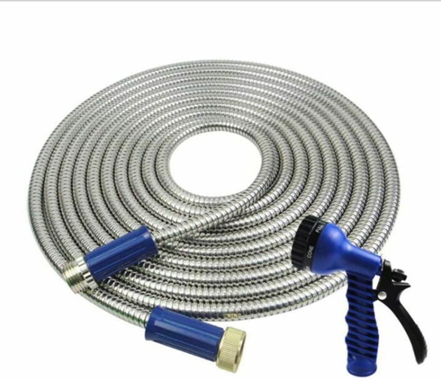 Green Orchid | K-Musculo Green Orchid 304 Stainless Steel Metal Garden Hose Transparent Garden Hose - Durable And Easy To Use (25Ft, Silver)